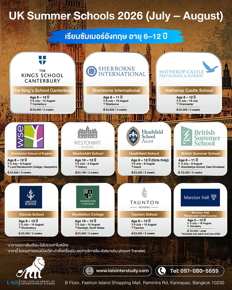 UK Summer Schools July August2026 Age 6 12 years